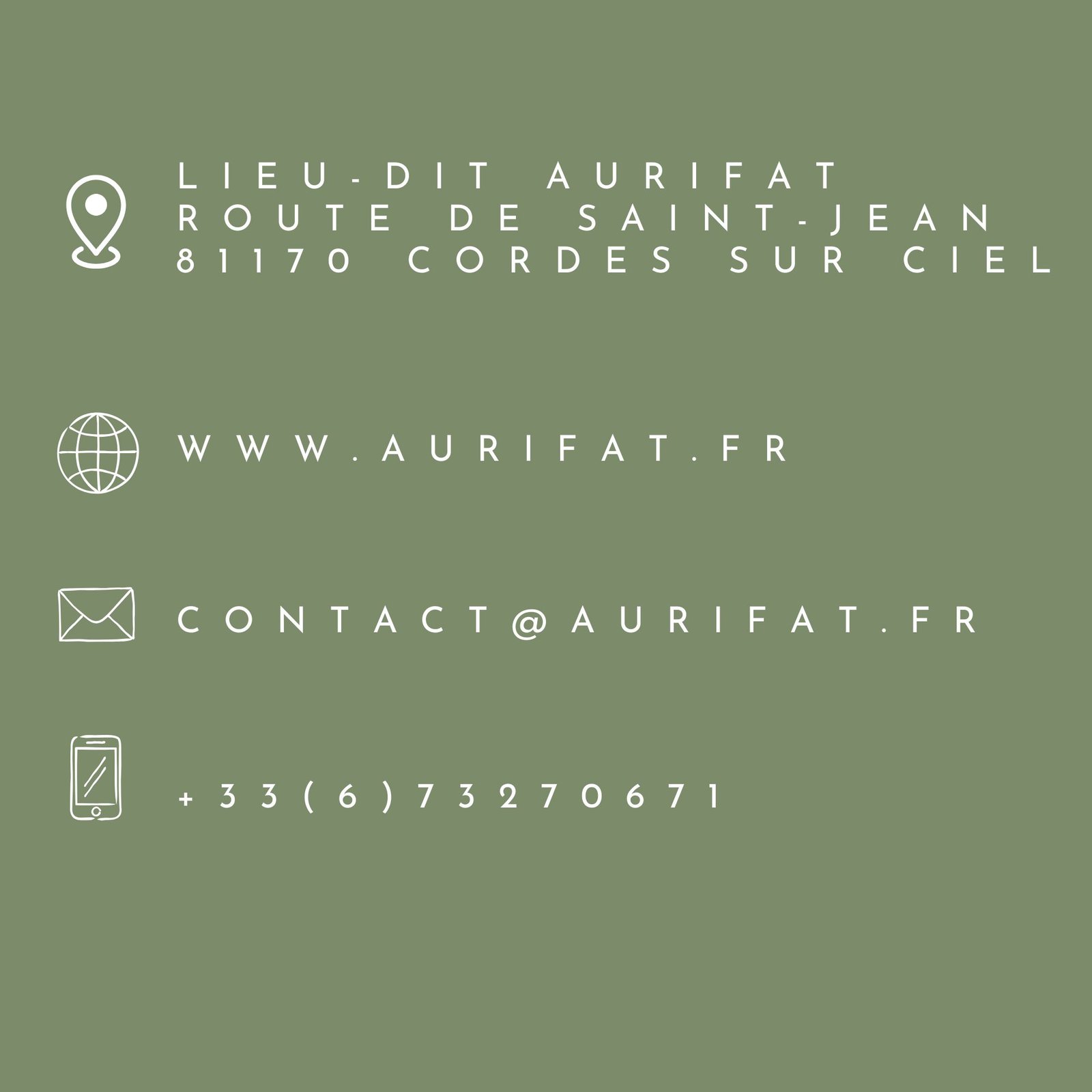 Coordonnées de la Maison Aurifat à Cordes sur Ciel